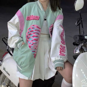 Funny Bone Print Hoodie With Zipper Women Sweatshirt  Spring Oversized Hoodie For Girl Outerwear Plus Size Punk Clothes Tops