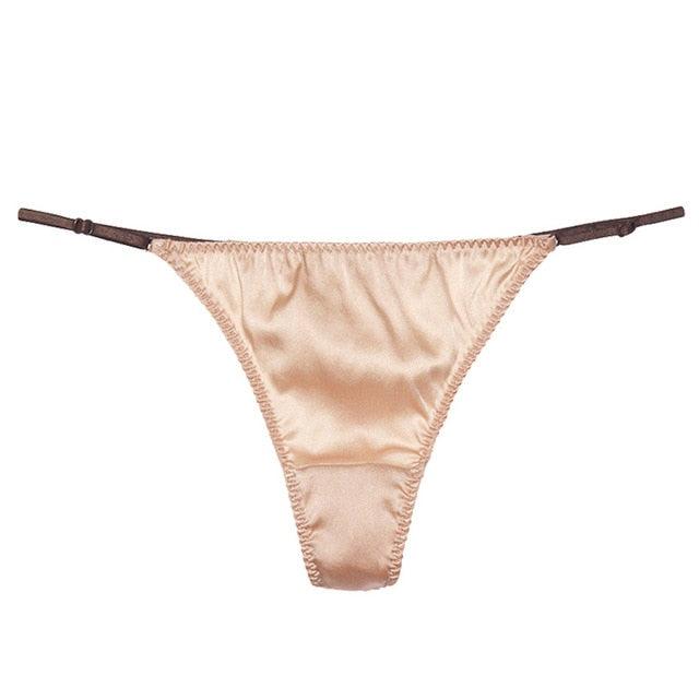G-string Underwear Sexy Panties Briefs For Women Silk Sexy Thongs T Back  Female Adjustable Strips Tangas stringi