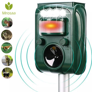 Garden Solar Powered Ultras onic Outdoor Animal Repeller Motion Sensor Flash Light Dog Cat Raccoon Rabbit Animal Dispeller