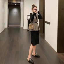 Load image into Gallery viewer, Gentle wind sweater skirt suit light mature wind foreign style thousand bird grid wool vest two-piece dress female autumn