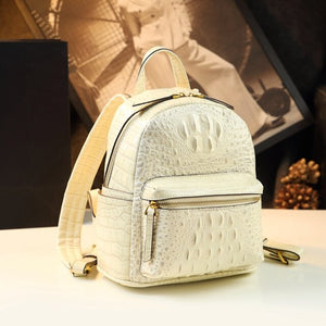 Genuine Leather Crocodile Pattern Women Backpack Luxury Fashion Casual Small Shoulder Portable Bag Travel Backpacks Brand