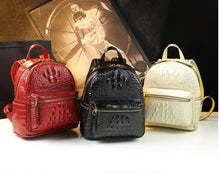 Load image into Gallery viewer, Genuine Leather Crocodile Pattern Women Backpack Luxury Fashion Casual Small Shoulder Portable Bag Travel Backpacks Brand