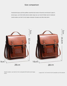 Genuine Leather Women&#39;s Backpack British College Style Handbags 14&quot; Laptop Bag Fashion Retro Computer Backpack Student Schoolbag