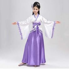 Load image into Gallery viewer, Girl Embroidery Traditional Chinese Skirt + Kimono Top Blue Lavender Pink Red Children Hanfu Chineses Elegent Hanfu Dress Kids