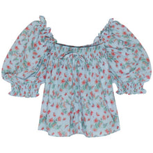 Load image into Gallery viewer, Girl Floral T-shirt Short Sleeved Top Korean Loose Thin Bubble Sleeve Chiffon Shirt 2021 Summer