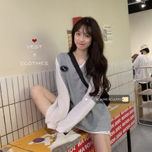 Load image into Gallery viewer, Girls&#39; summer loose V-neck simple sleeveless sweater vest + medium length lazy bottom coat