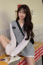 Load image into Gallery viewer, Girls&#39; summer loose V-neck simple sleeveless sweater vest + medium length lazy bottom coat