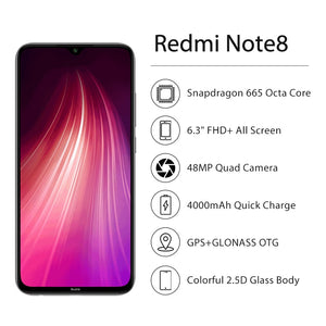Global Version Xiaomi Redmi Note 8 48MP 4 Cameras 4GB RAM 64GB Smartphone Snapdragon 665 Octa Core 6.3" FHD Screen Mobile phone