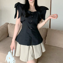 Load image into Gallery viewer, Good Quality 2021 Summer Korean Two Piece Set Women Small Fragrance Short-sleeved Slim Top + High-waist Pleated Skirts Suits New