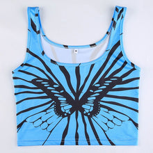 Load image into Gallery viewer, Gothic Clothes Black Butterfly Print E Girl Tank Top Women Dark Academia Y2K Aesthetic Sleeveless Tanks Camis Summer