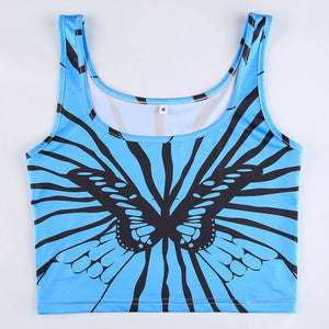 Gothic Clothes Black Butterfly Print E Girl Tank Top Women Dark Academia Y2K Aesthetic Sleeveless Tanks Camis Summer