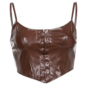 Gothic Crop Top Punk Rock Style Camisole Club Party Outfits Casual Streetwear Women's Corset Sexy Low-cut Bustier Sling Breasted
