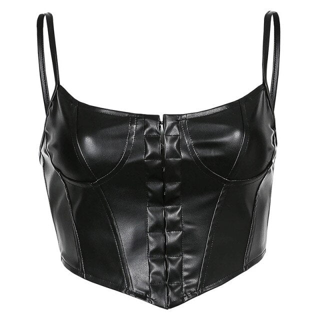 Gothic Crop Top Punk Rock Style Camisole Club Party Outfits Casual Streetwear Women's Corset Sexy Low-cut Bustier Sling Breasted