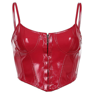 Gothic Crop Top Punk Rock Style Camisole Club Party Outfits Casual Streetwear Women's Corset Sexy Low-cut Bustier Sling Breasted