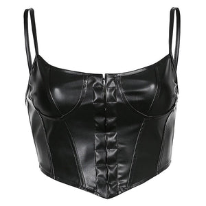 Gothic Crop Top Punk Rock Style Camisole Club Party Outfits Casual Streetwear Women's Corset Sexy Low-cut Bustier Sling Breasted