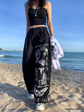 Load image into Gallery viewer, Gothic Harajuku Wide Leg Pants Women Baggy Streetwear Graffiti Black High Waist Trousers For Female Punk Print Oversized