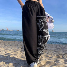 Load image into Gallery viewer, Gothic Harajuku Wide Leg Pants Women Baggy Streetwear Graffiti Black High Waist Trousers For Female Punk Print Oversized