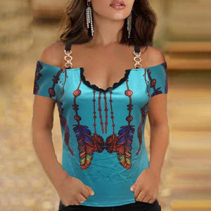 Graphic Print Blouse Women Sexy Lace V-neck Sleeveless Chain Straps Tank Tops Summer Plus Size Casual Loose Shirt haut femme
