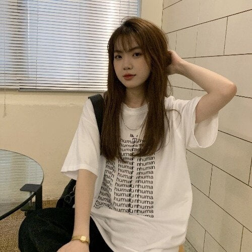 Gray Short Sleeve T-shirt Women's Summer 2021 New Harajuku Design Sense Of Minority Loose Medium Length Top