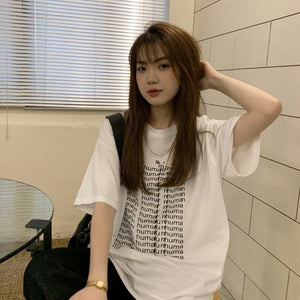 Gray Short Sleeve T-shirt Women's Summer 2021 New Harajuku Design Sense Of Minority Loose Medium Length Top