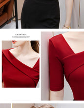 Load image into Gallery viewer, Great Discount Women Slim T Shirts Korean Casual Half Sleeved Oblique Neck Female Top Tees Limited Time / Quantity Red