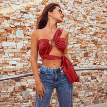 Load image into Gallery viewer, Green Sexy Halter Crop Tops Women Off Shoulder Cut Out Tanks Top Camisole Outfits 2021 Summer Clothing Streetwear Black Camis