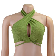 Load image into Gallery viewer, Green Sexy Suspender Top Blue Women Sleeveless Backless Club Party Chic Wrap Cropped Top Slim Streetwear