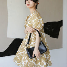 Load image into Gallery viewer, Green Vintage Boho Dresses Women Elegant Kawaii Short Sleeve Sweet Floral Dresses Women Casual Loose Party Dress Summer 2021