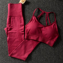 Load image into Gallery viewer, Gym 2 Piece Set Workout Clothes for Women Sports Bra and Leggings Set Sports Wear for Women Gym Clothing Athletic Yoga Set