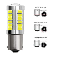 Load image into Gallery viewer, 1 PCS PY21W P21/5W 1156 Ba15s 1157 Bay15d For Car LED Bulbs Turn Signal Light 12V 33SMD 7000K White Brake Reverse Parking Lamps