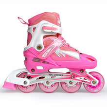 Load image into Gallery viewer, Adjustable Size Inline Skates Shoes For Kids Boy Girl PU Flashing 4 Wheels Roller Skates Children Roller Skating Sneakers Boots