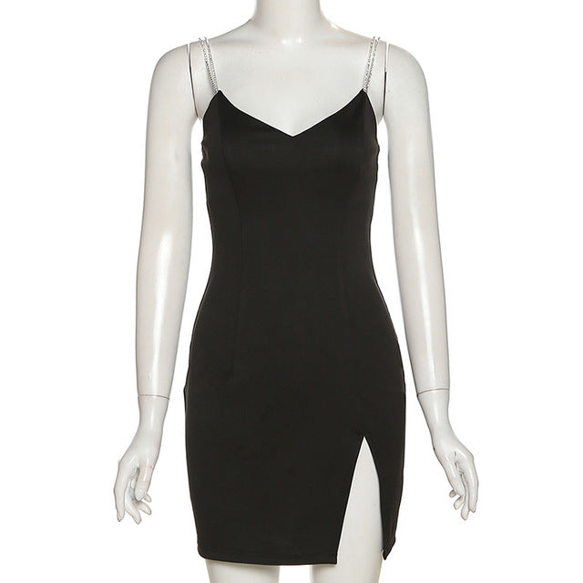 HOT Summer For 2022 Tank Strap Women's Clothes Black Elegant Casual Evening Party Sexy Split Bodycon Prom Corset Mini Dress