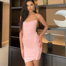 Load image into Gallery viewer, HOT Summer For 2022 Tank Strap Women&#39;s Clothes Blue Sleeveless Elegant Casual Evening Party Sexy Folds Prom Corset Mini Dress