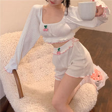 Load image into Gallery viewer, HOT Women&#39;s Pajamas Set Square Collar Sleepwear for Girl Little Cherry Cute Nightwear Shorts Two-piece Summer Leisure Home Wear