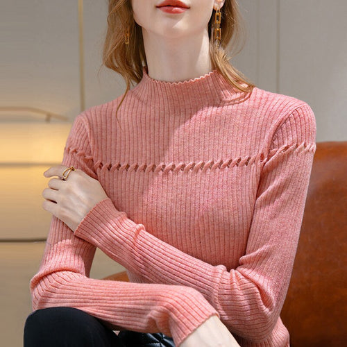 Half-high Collar Bottoming Shirt Women's Autumn and Winter New Style Inner Long-sleeved Solid Color Wool Warm Knit Sweater