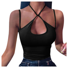 Load image into Gallery viewer, Halter Camisole Women's Tank Tops New Slim Bottoming Vest Clothing White Corset Top Cross Bandage Casual Style Ladies