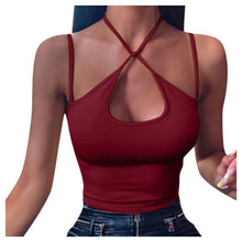 Load image into Gallery viewer, Halter Camisole Women's Tank Tops New Slim Bottoming Vest Clothing White Corset Top Cross Bandage Casual Style Ladies