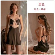 Load image into Gallery viewer, Halter Strap Short Skirt Sexy Hollow Sleepwear Lace Cross Strap Nightdress Hollow Women Summer Temptation Lingerie Night Gown