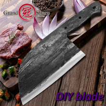 Load image into Gallery viewer, Handmade Forged Chef Knife Clad Steel Forged Chinese Cleaver DIY Blank Blade Kitchen Knives Meat Vegetables Slicing Cooking Tool