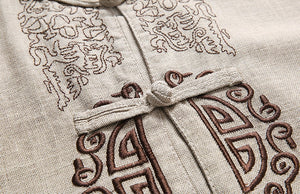 Hanfu Linen Shirts Men Wushu Traditional Chinese Pants Qing Dynasty Clothing For Pantalon Wing Chun Roupa Oriental Kung Fu Suit