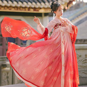 Hanfu Women Dress Chinese Style Fairy Princess Red Hanfu Traditional Female Clothes Ancient Classical Dance Costumes DQL3471