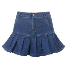 Load image into Gallery viewer, Harajuku Punk Y2K Denim Mini Pleated Skirt Ladies Summer High Waist Jeans Shorts Skirts Women Ruffles Fashion Korean