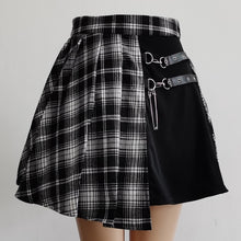 Load image into Gallery viewer, Harajuku Streetwear Buttons Side Open Skirt Women Sexy Short Mini Skirts Harajuku Skirt Gothic Black and White Plaid Skirt