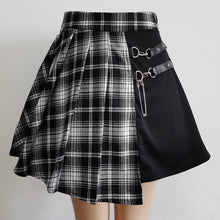 Load image into Gallery viewer, Harajuku Streetwear Buttons Side Open Skirt Women Sexy Short Mini Skirts Harajuku Skirt Gothic Black and White Plaid Skirt