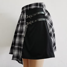 Load image into Gallery viewer, Harajuku Streetwear Buttons Side Open Skirt Women Sexy Short Mini Skirts Harajuku Skirt Gothic Black and White Plaid Skirt