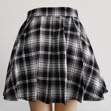 Load image into Gallery viewer, Harajuku Streetwear Buttons Side Open Skirt Women Sexy Short Mini Skirts Harajuku Skirt Gothic Black and White Plaid Skirt