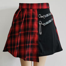 Load image into Gallery viewer, Harajuku Streetwear Buttons Side Open Skirt Women Sexy Short Mini Skirts Harajuku Skirt Gothic Black and White Plaid Skirt