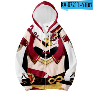 Harajuku style Genshin Impact 3D Long Sleeve Zipper Hoodies Casual Sweatshirt Women/men Casual popular Clothing