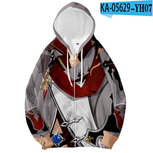 Harajuku style Genshin Impact 3D Long Sleeve Zipper Hoodies Casual Sweatshirt Women/men Casual popular Clothing