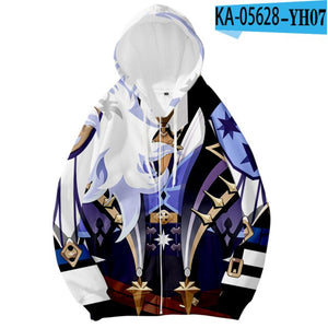 Harajuku style Genshin Impact 3D Long Sleeve Zipper Hoodies Casual Sweatshirt Women/men Casual popular Clothing